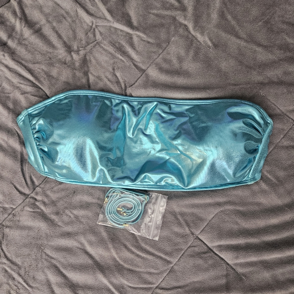 Wild Fable Metallic Turquoise Bikini Top